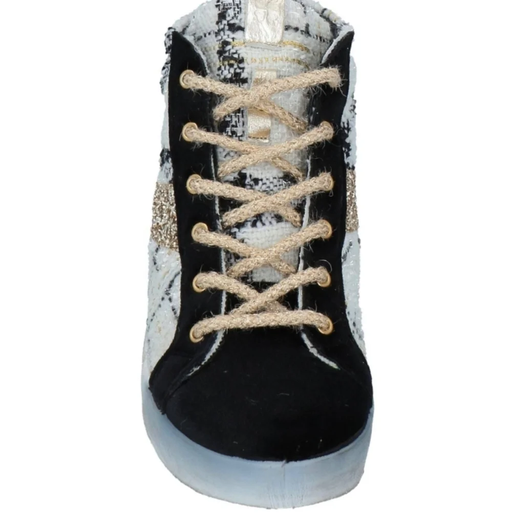 Fiori Di Picche Fashionable Tweed/Boucle  Sneakers with Gold Lace - Picture 5 of 11